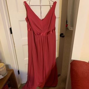 David’s bridal watermelon chiffon ruffleback dress